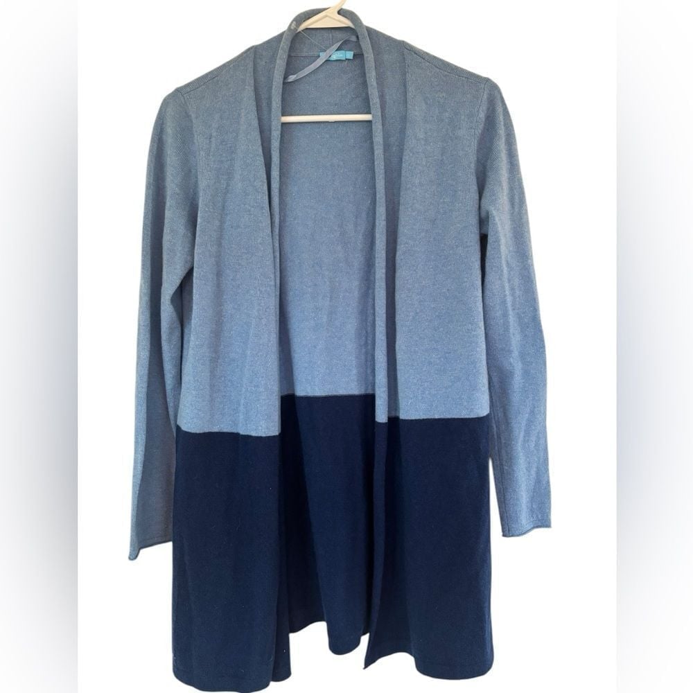 J. McLaughlin Women's 100% Cashmere Cardigan 2-Tone Blue Classic Size Small