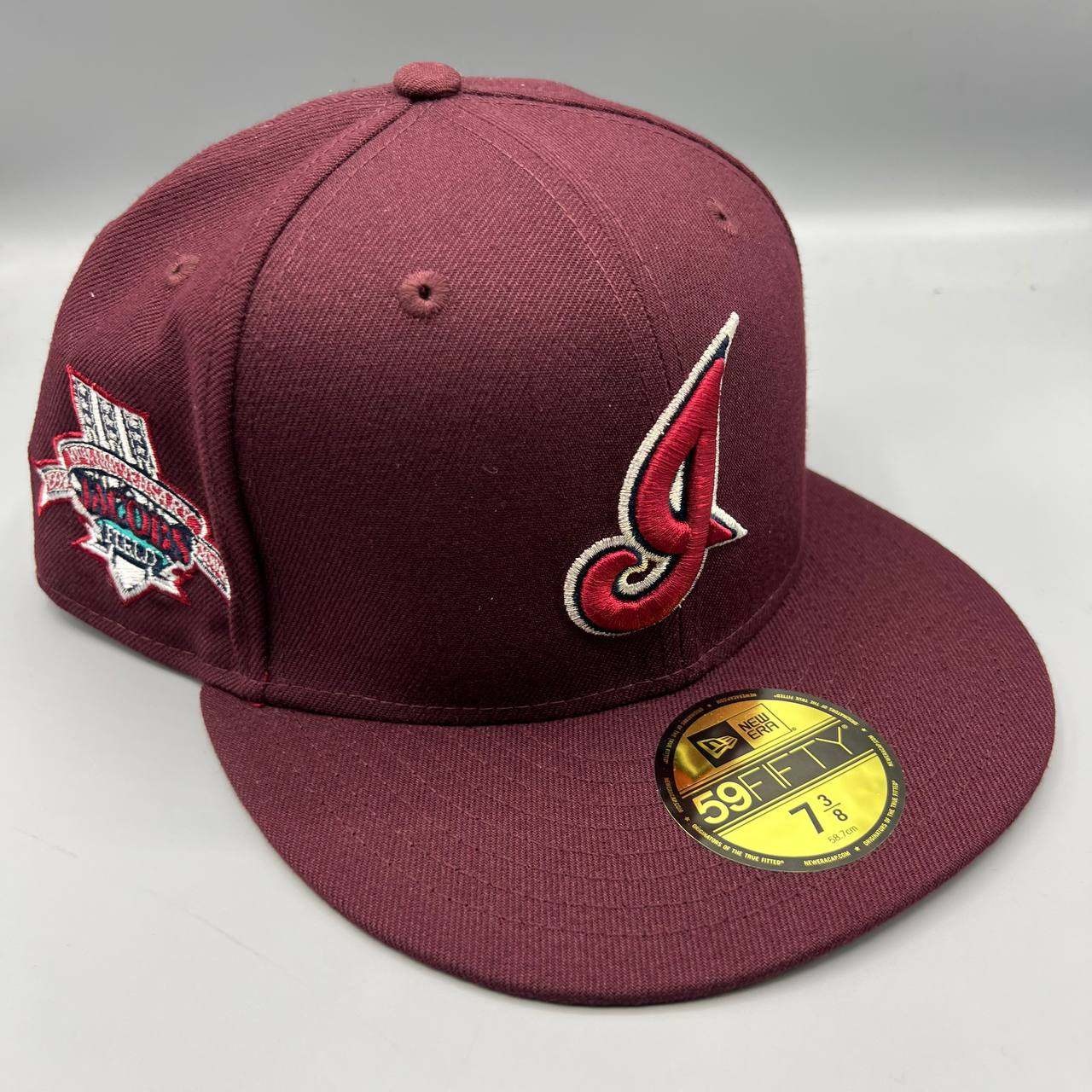 Cleveland Guardians Hat Men 7 3/8 Red Gray 59Fifty New Era MLB Fitted Cap