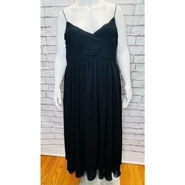 Mac Duggal Womens Black Faux Wrap Sleeveless Flowy Midi Dress Size XL