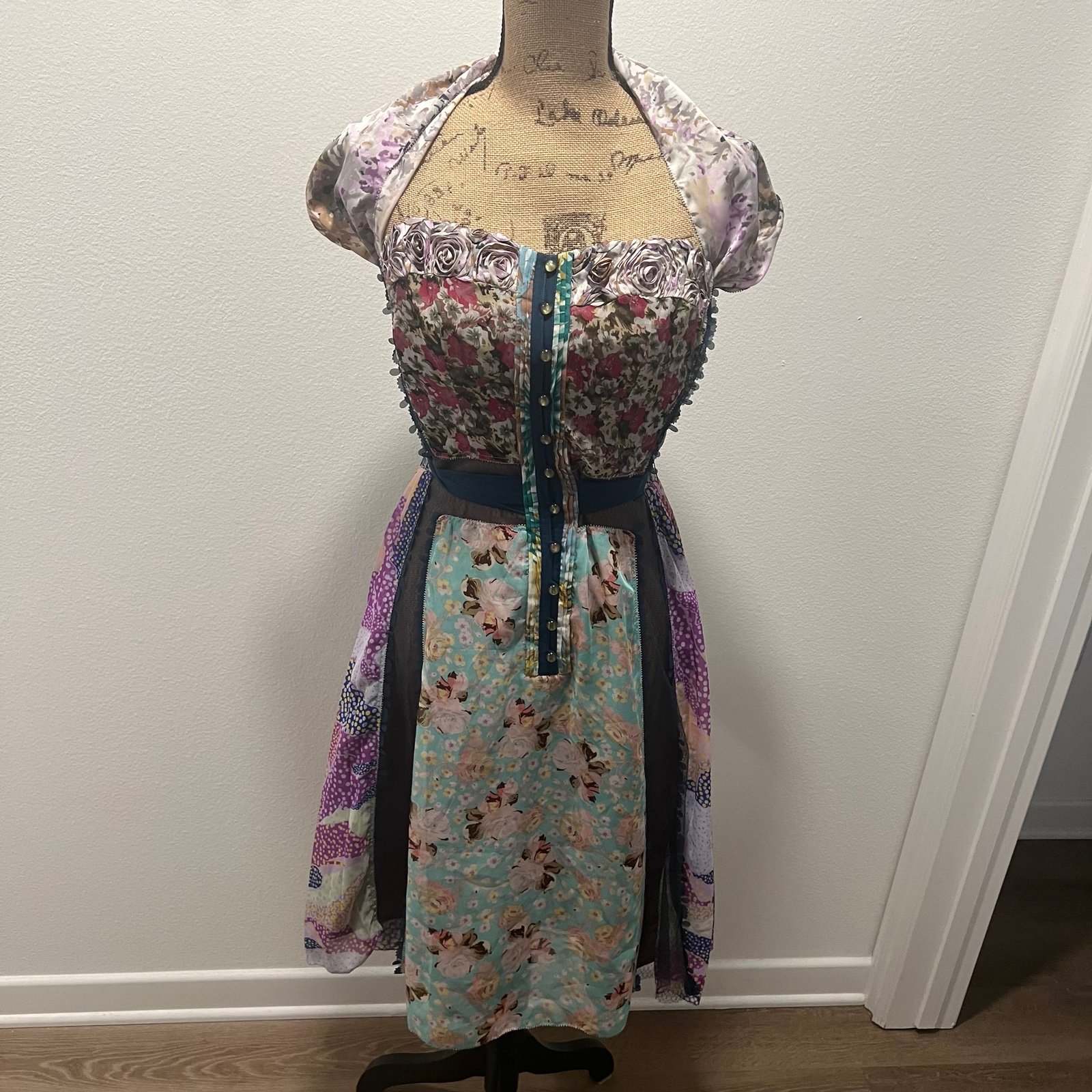 Byron Lars Floral Strapless Dress 8