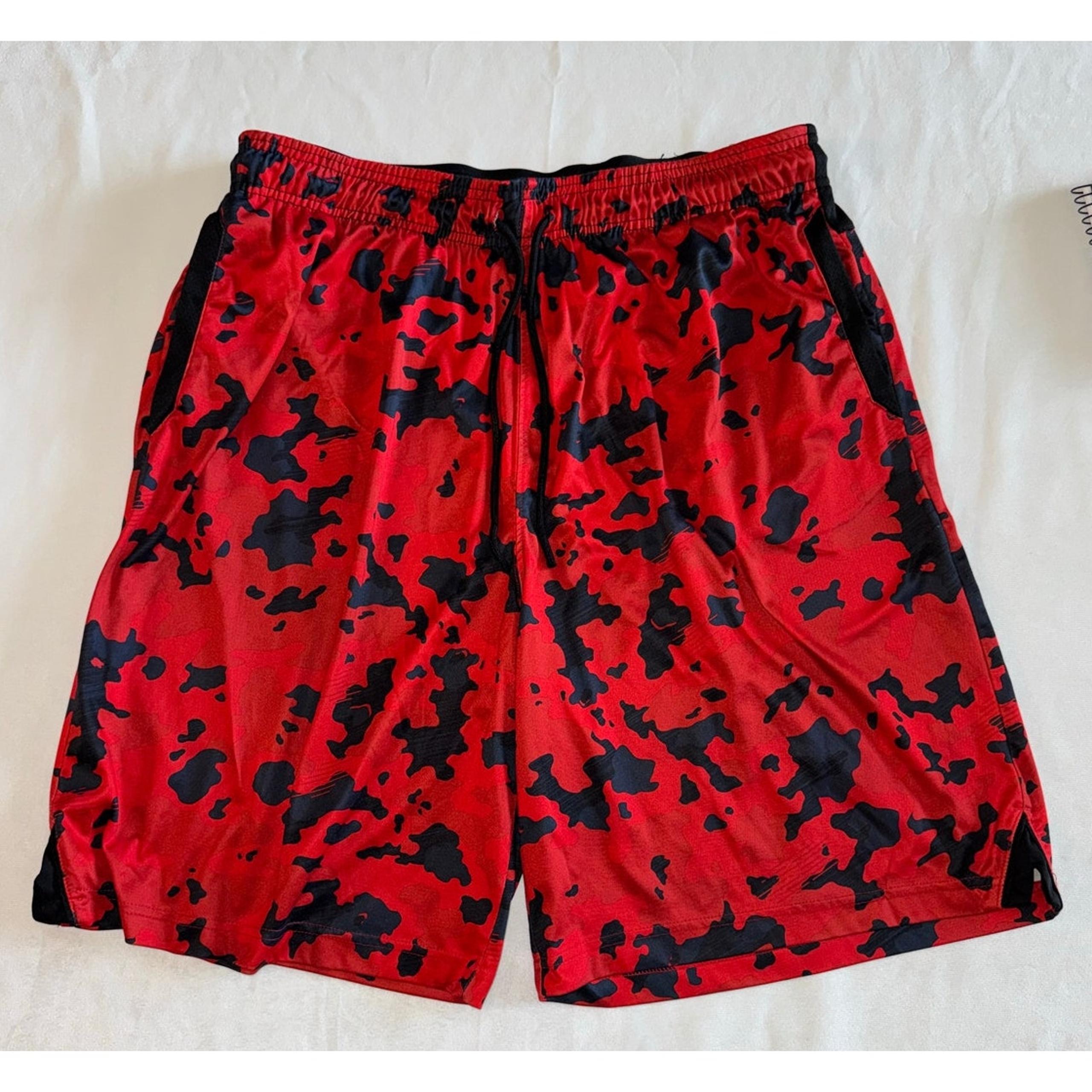 And1 Shorts Mens XL Basketball Gym Athletic Jogger Y2K 90s Red/Black Camo