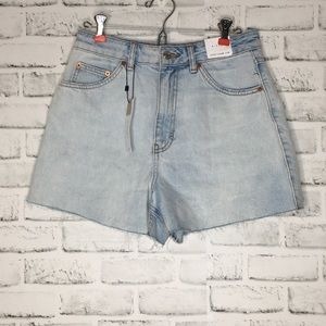 Topshop a-line high waisted Raw hem denim shorts nwt size 2