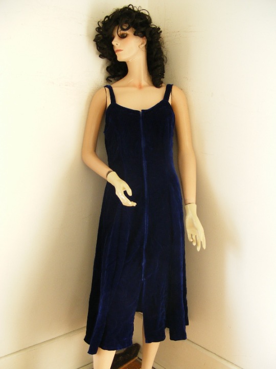 Blue Velvet Dress Cocktail Medium By Anna Herman USA