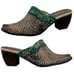 Elite by Corky's Shoes Womens 7 Scroll Leather Heeled Mules Green Brown Tan