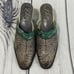 Elite by Corky's Shoes Womens 7 Scroll Leather Heeled Mules Green Brown Tan