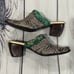 Elite by Corky's Shoes Womens 7 Scroll Leather Heeled Mules Green Brown Tan