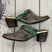 Elite by Corky's Shoes Womens 7 Scroll Leather Heeled Mules Green Brown Tan