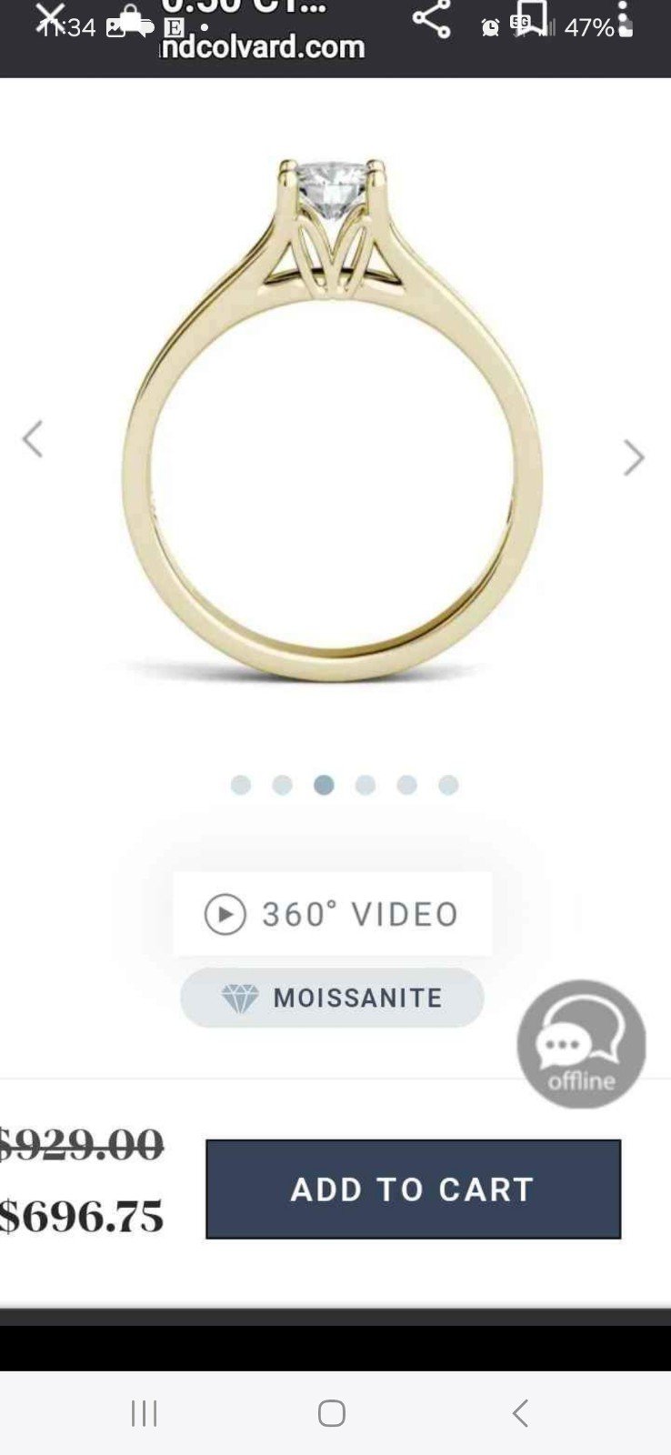 Engagement ring half carat solid gold