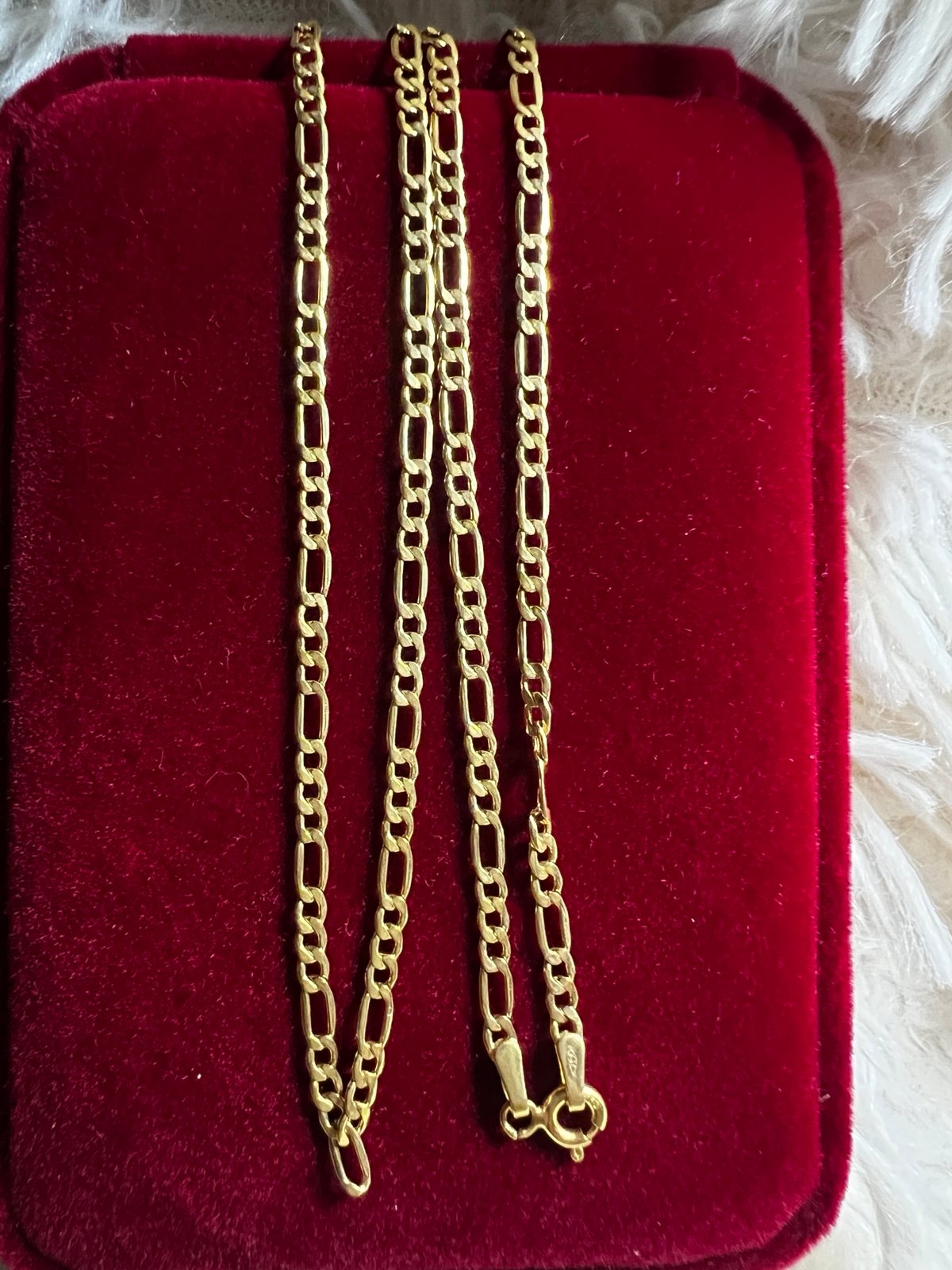 Gold figaro design chain size 18” real gold
