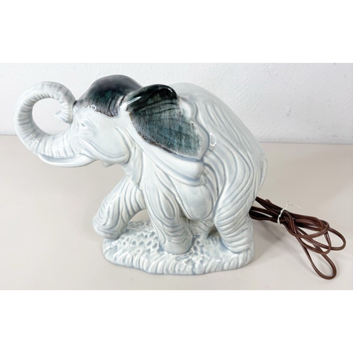 VTG Elephant Ceramic MCM Night Light 10 Tall EUC-No Flaws Works!
