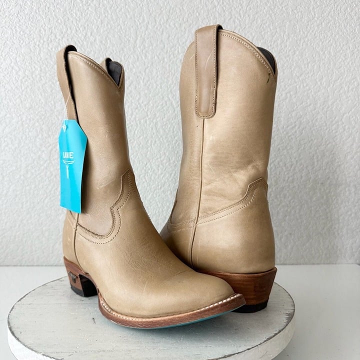 Lane PLAIN JANE Midi Boots Womens Cowboy Booties 7 Western Tan Cowgirl Short