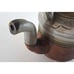 Handmade Pottery Teapot Twisted Handle Drip Glaze Ribbed Primitive Rustic