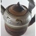 Handmade Pottery Teapot Twisted Handle Drip Glaze Ribbed Primitive Rustic