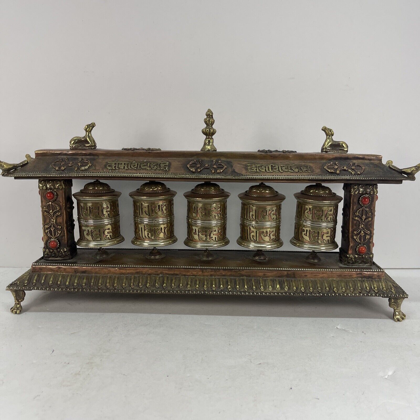 13 Old Antique Chinese Tibetan Buddhism Pure Copper, Handmade 5 Turning Wheels