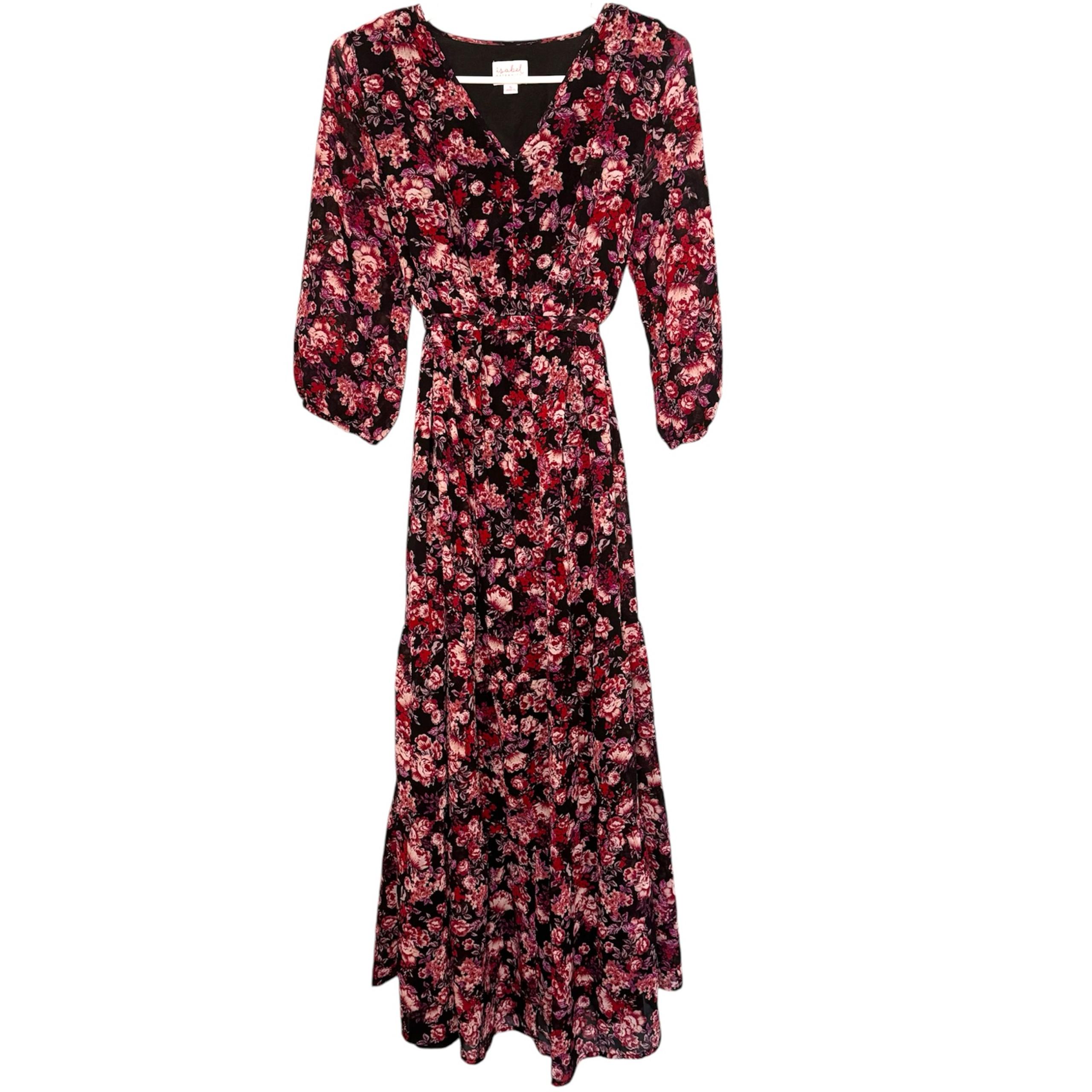 Isabel Maternity Floral Patterned Empire Waist Maxi Dress Size Small