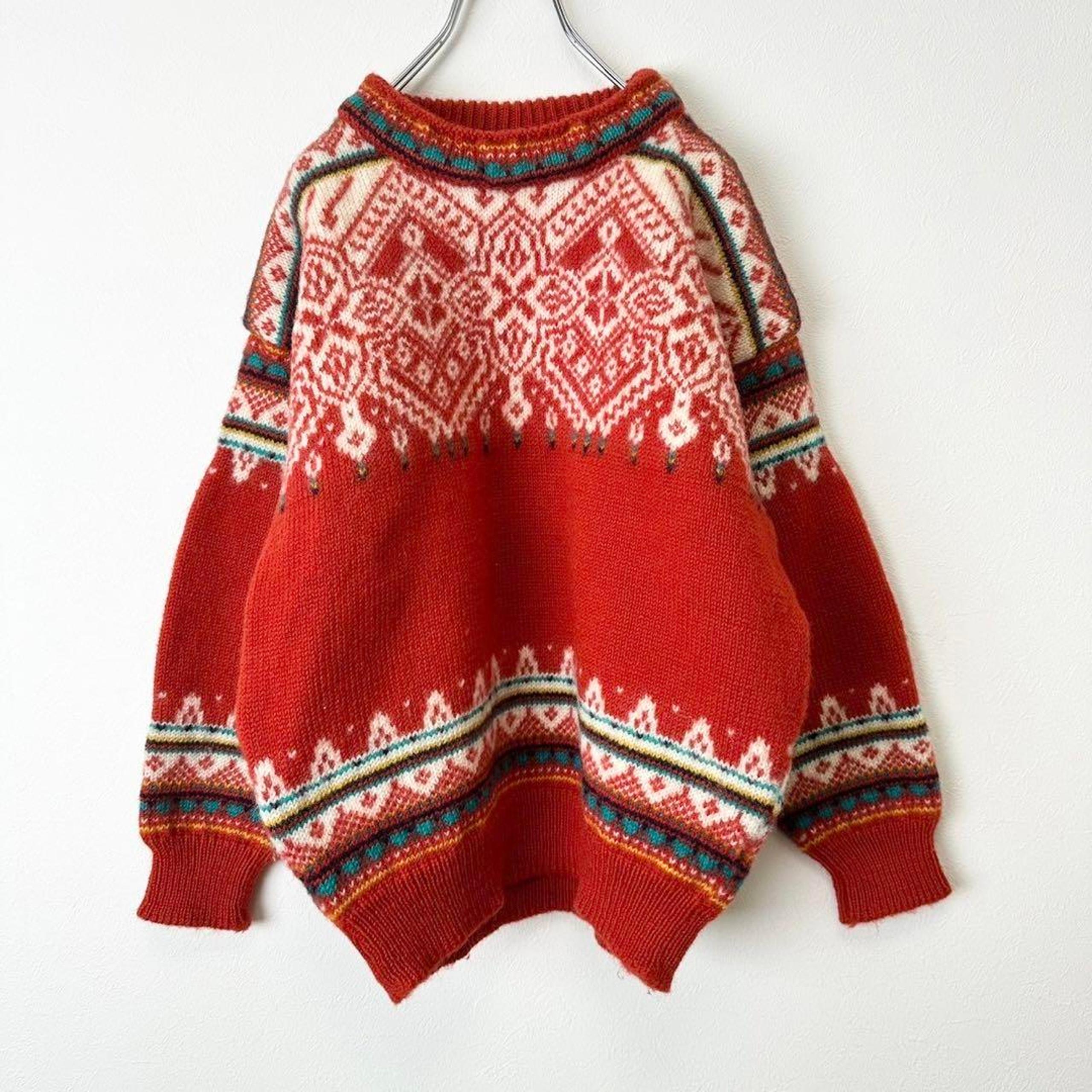DALE Of Norway Nordic Pattern Knit Sweater, Size S, Red, Vintage, Men's