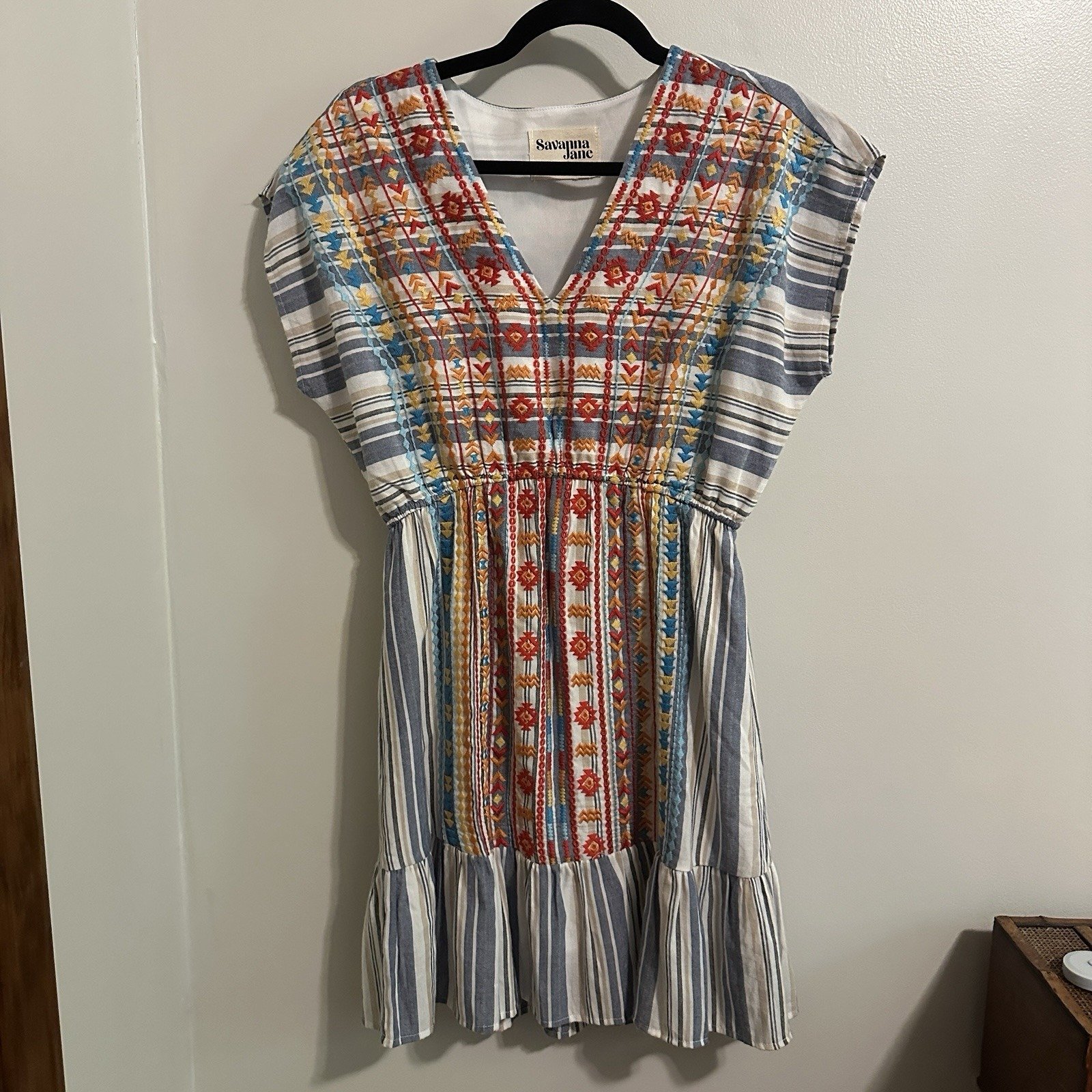 Savanna Jane Dress Womens S Floral Embroidered Striped Aztec Western Hippie