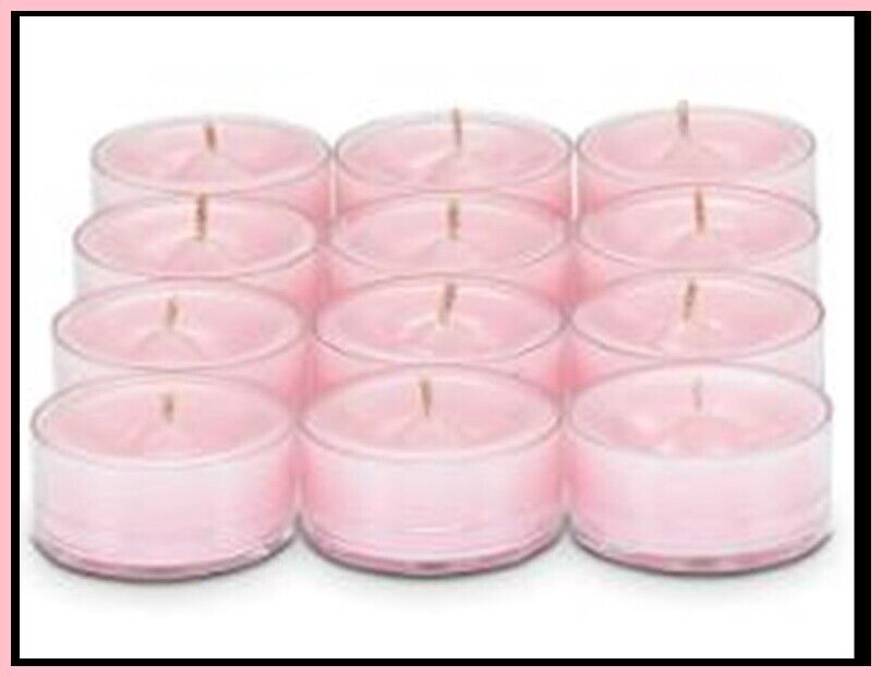 PARTYLITE 4 DOZEN STRAWBERRY RHUBARB TEALIGHT CANDLES 4 BOXES / 48 TEALIGHTS NIB
