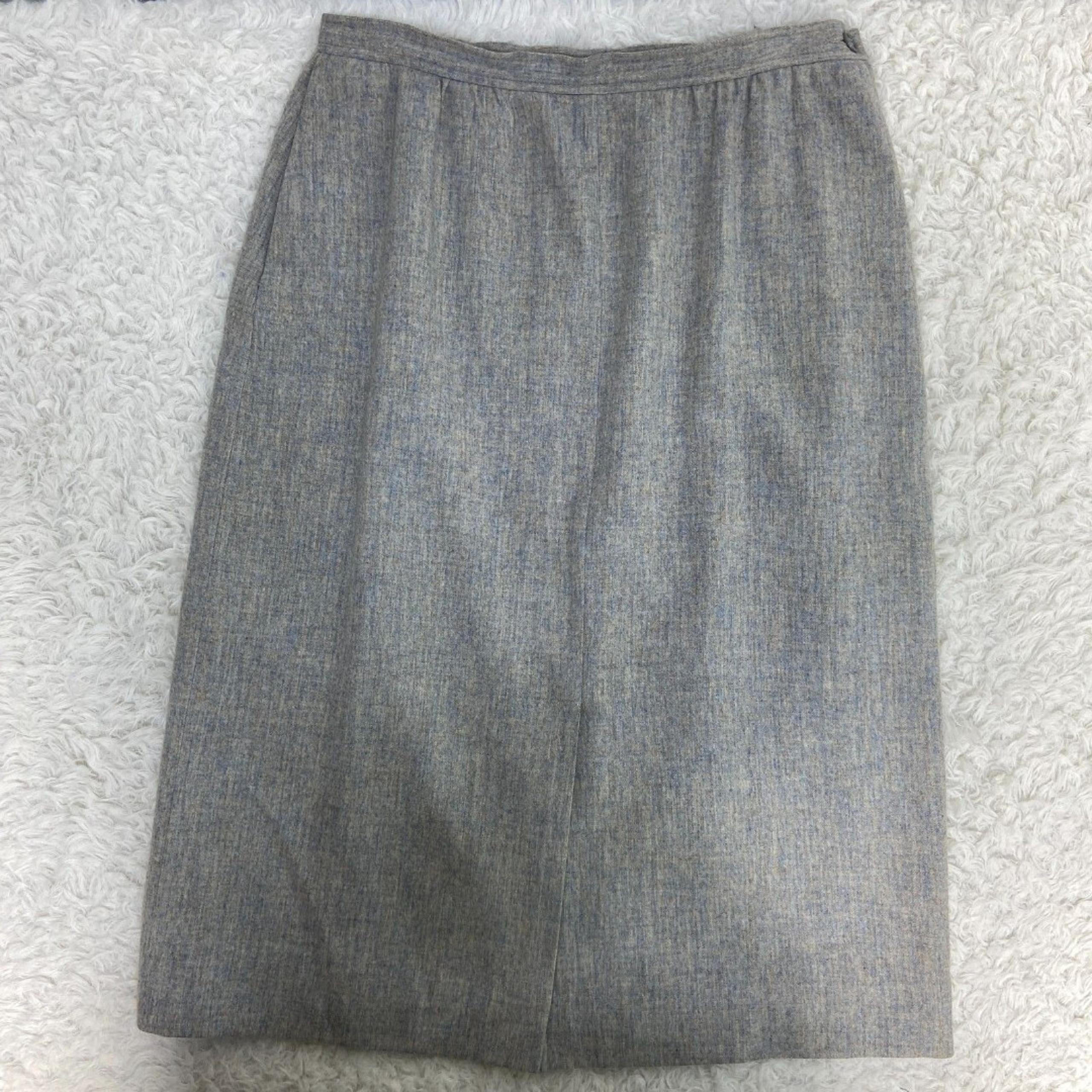 Vintage Pendleton Skirt Gray Straight Midi Virgin Wool Modest Tweed A-Line