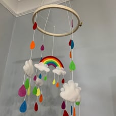 Hand crafted rainbow felt baby mobile