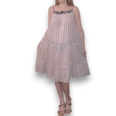ba&sh Women Margot Ecru Dress Cotton Sleeveless Square Neck White Red Size XS