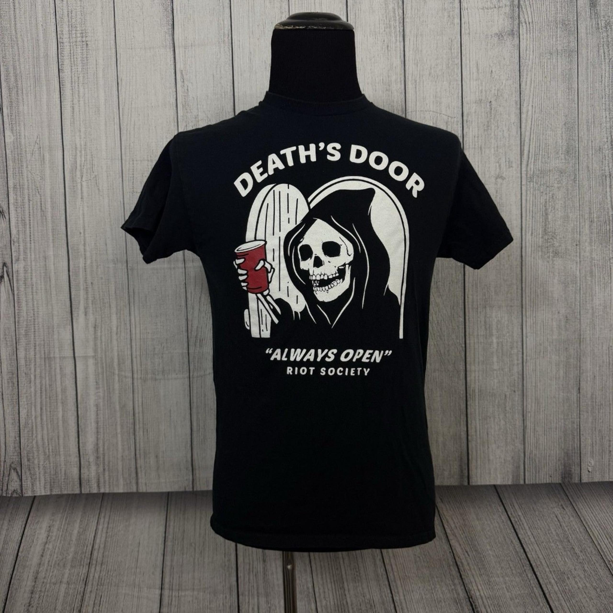 Riot Society Men's Medium Black Death's Door "Always Open" Graphic T-Shirt