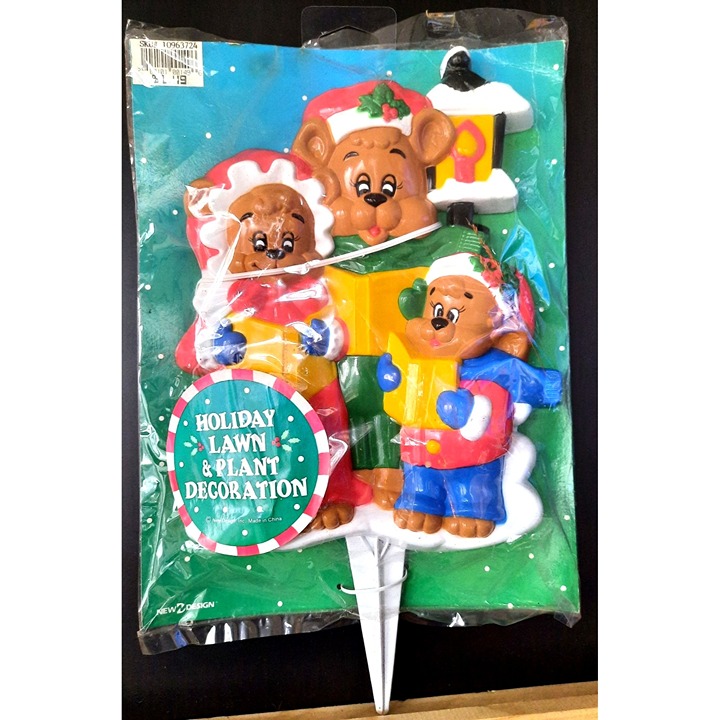 Vintage Blow Mold Holiday Lawn & Plant Decoration Caroling Christmas Bears 1990s