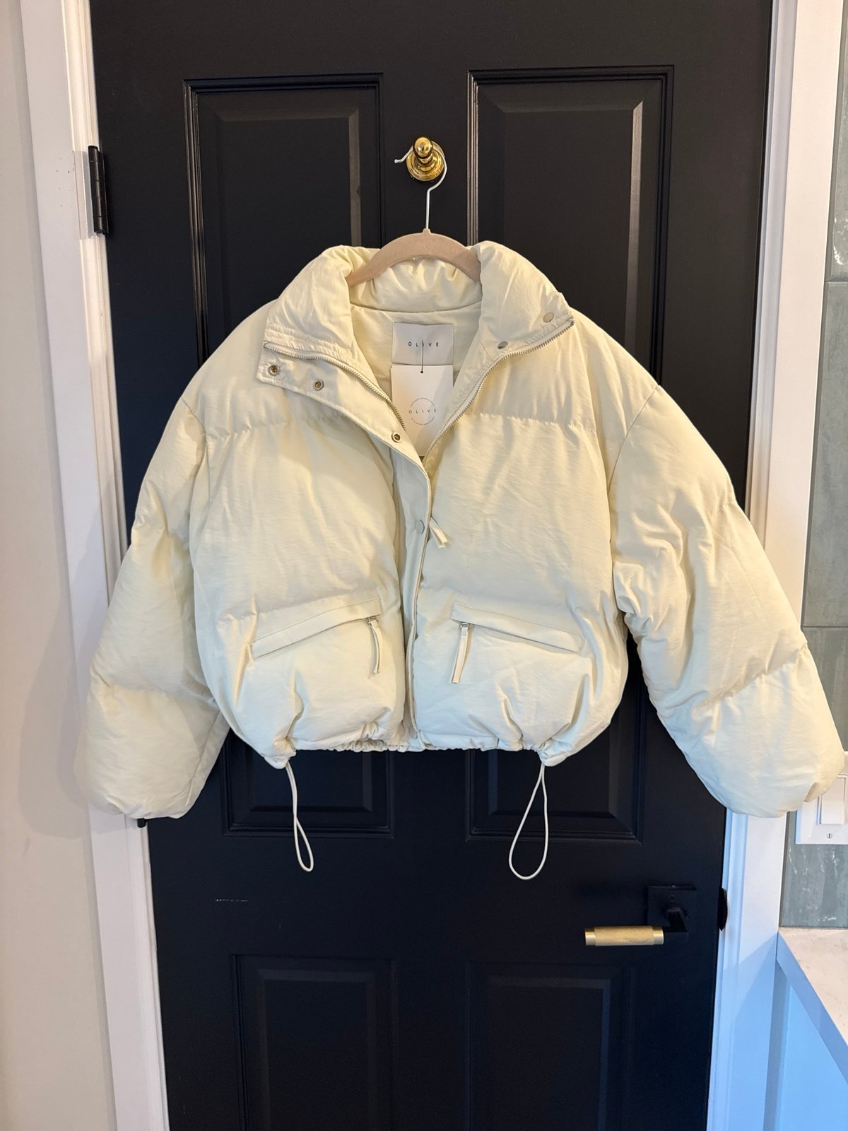 Olive contemporary clothing & lifestyle puffer jacket