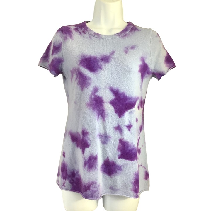 J.CREW 100% Cashmere Tie-Dye Tee Sz S Short Sleeve Sweater Tie Dye Boho T-Shirt