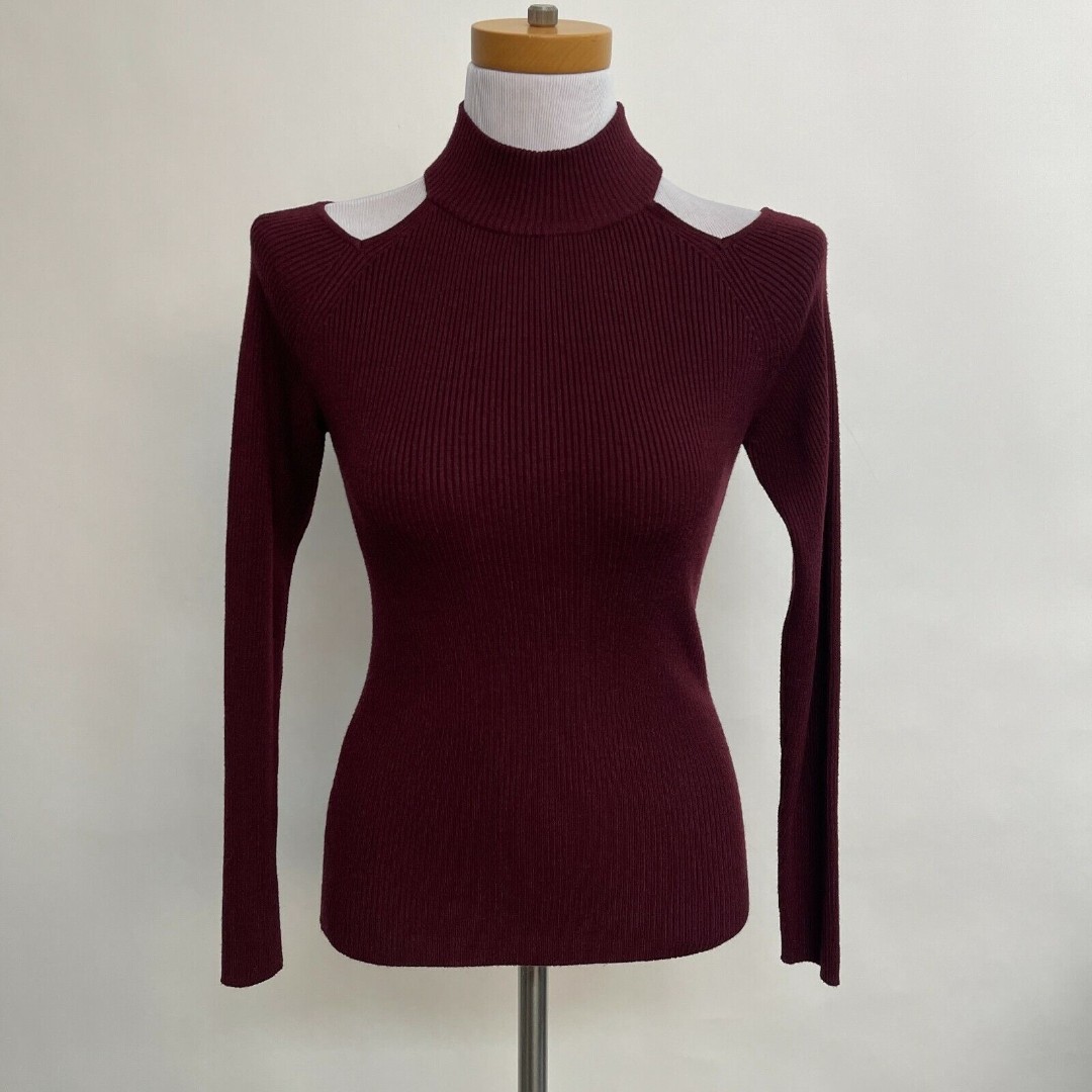 Carmen Marc Valvo Women's Sweater Medium Red Maroon Burgundy NWT