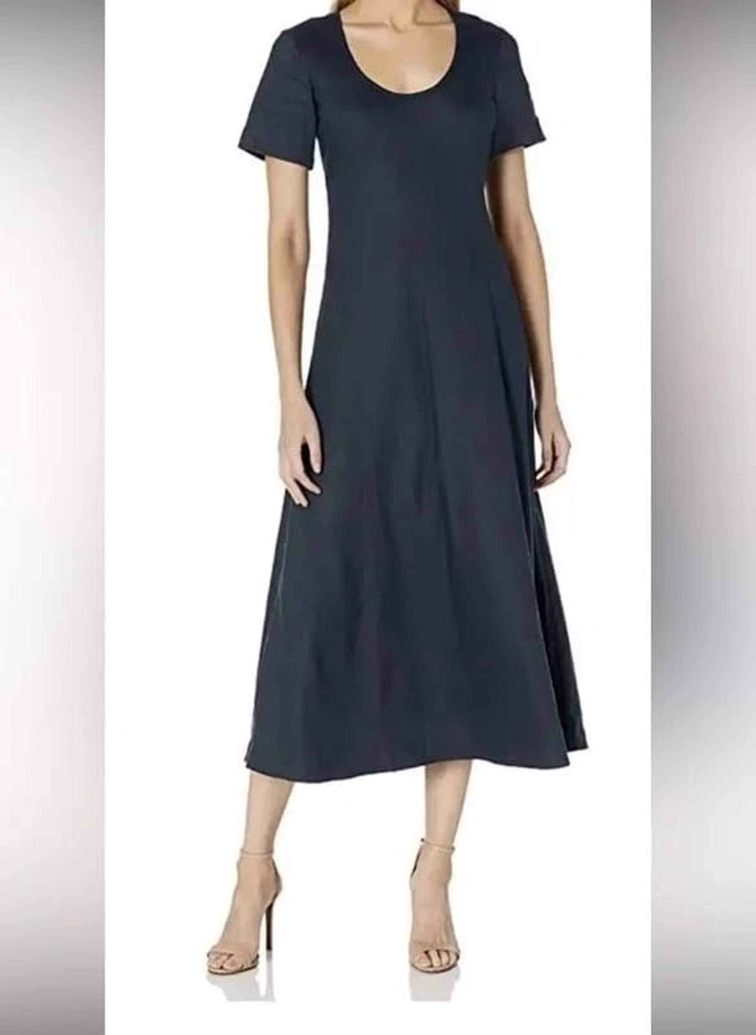 Club Monaco Minimalist Women's Navy Linen Midi Dress size 0 Small or XS