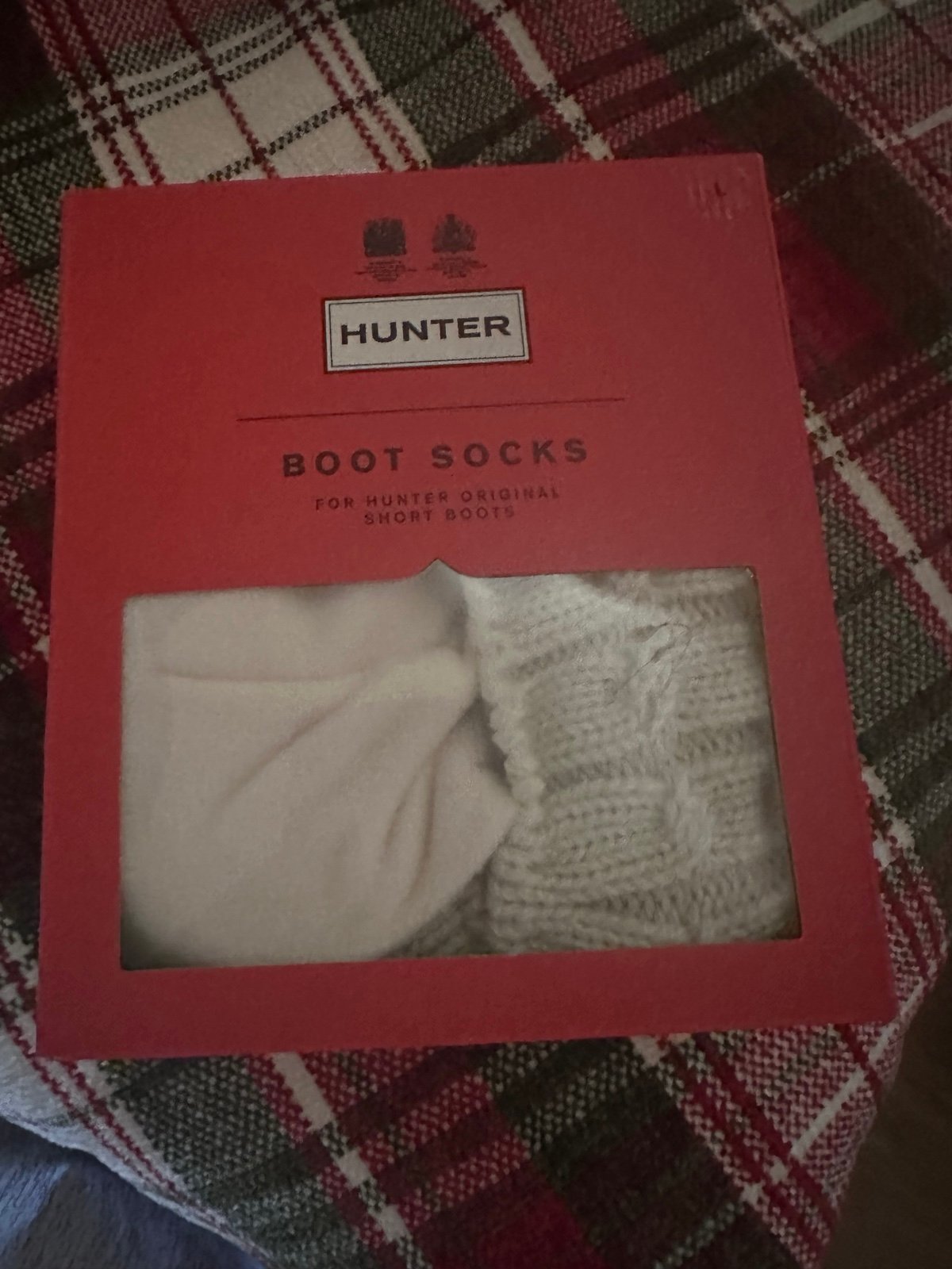 Hunter Womens Beige Fleece Wellies Leg Warmer Boot Socks L 8-10 Short Boot Sock
