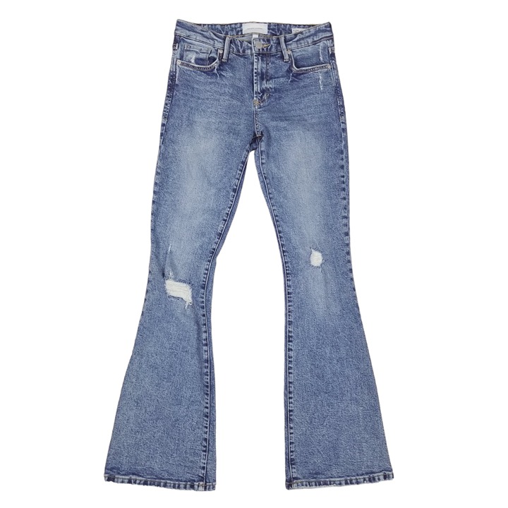 Dear John Rosa High Rise Flare Distressed Jeans Fountain Sz 26