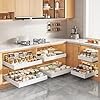 2 Pack Pull Out Cabinet Organizers 21 Deep With Raising Pad for Framed Cabinets,