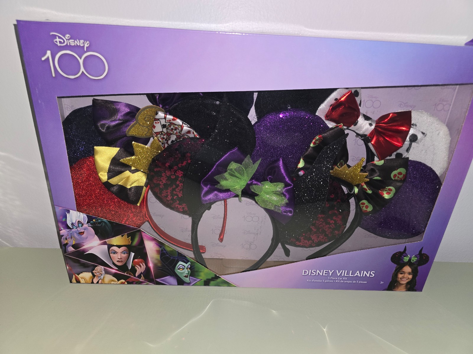 Disney 100th anniversary - Disney Villains - 5 Piece Ear - Headband Box Set NIB