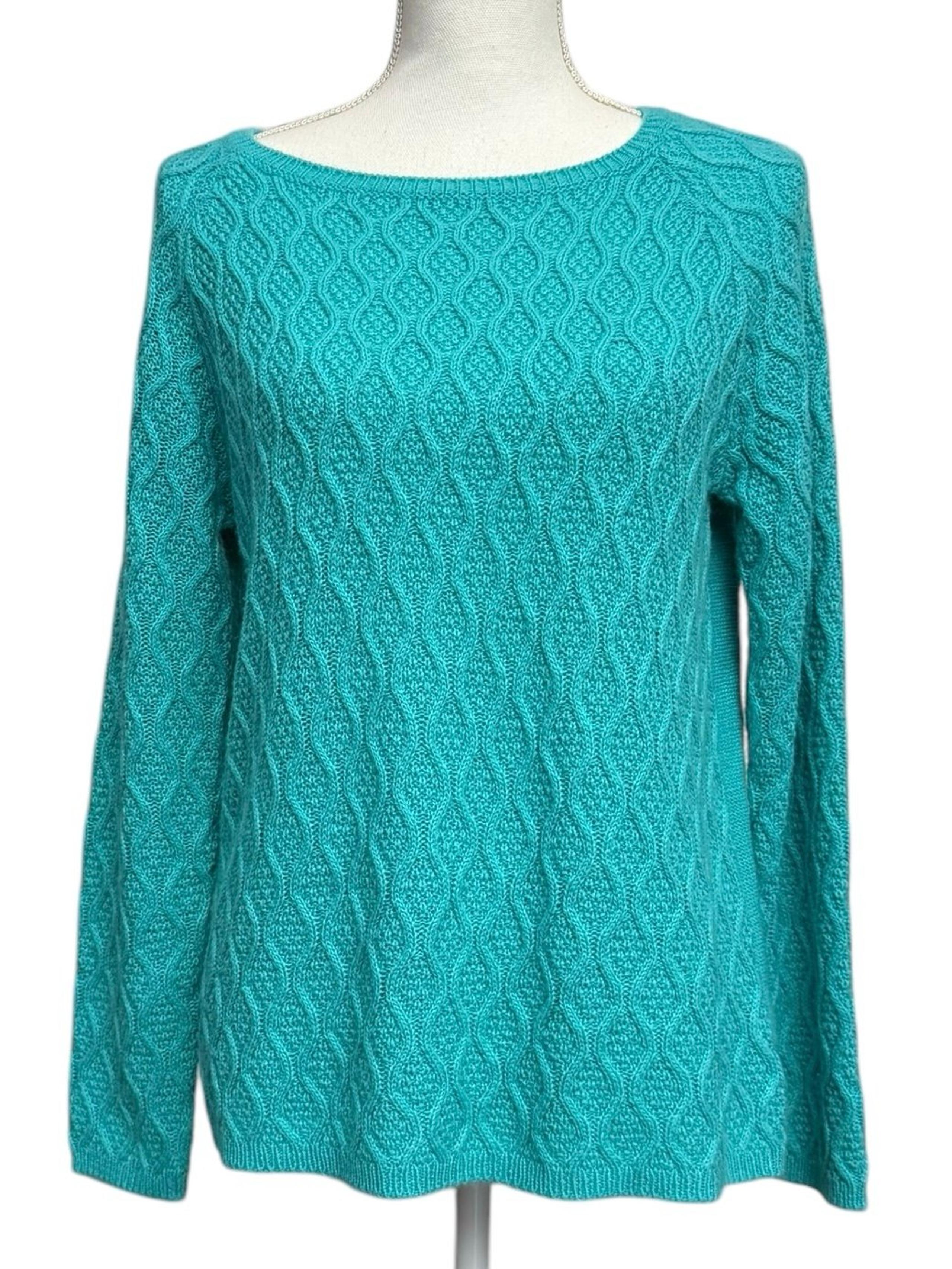 Kim Rogers Women’s Sweater Aqua Medium Round Neck Pullover