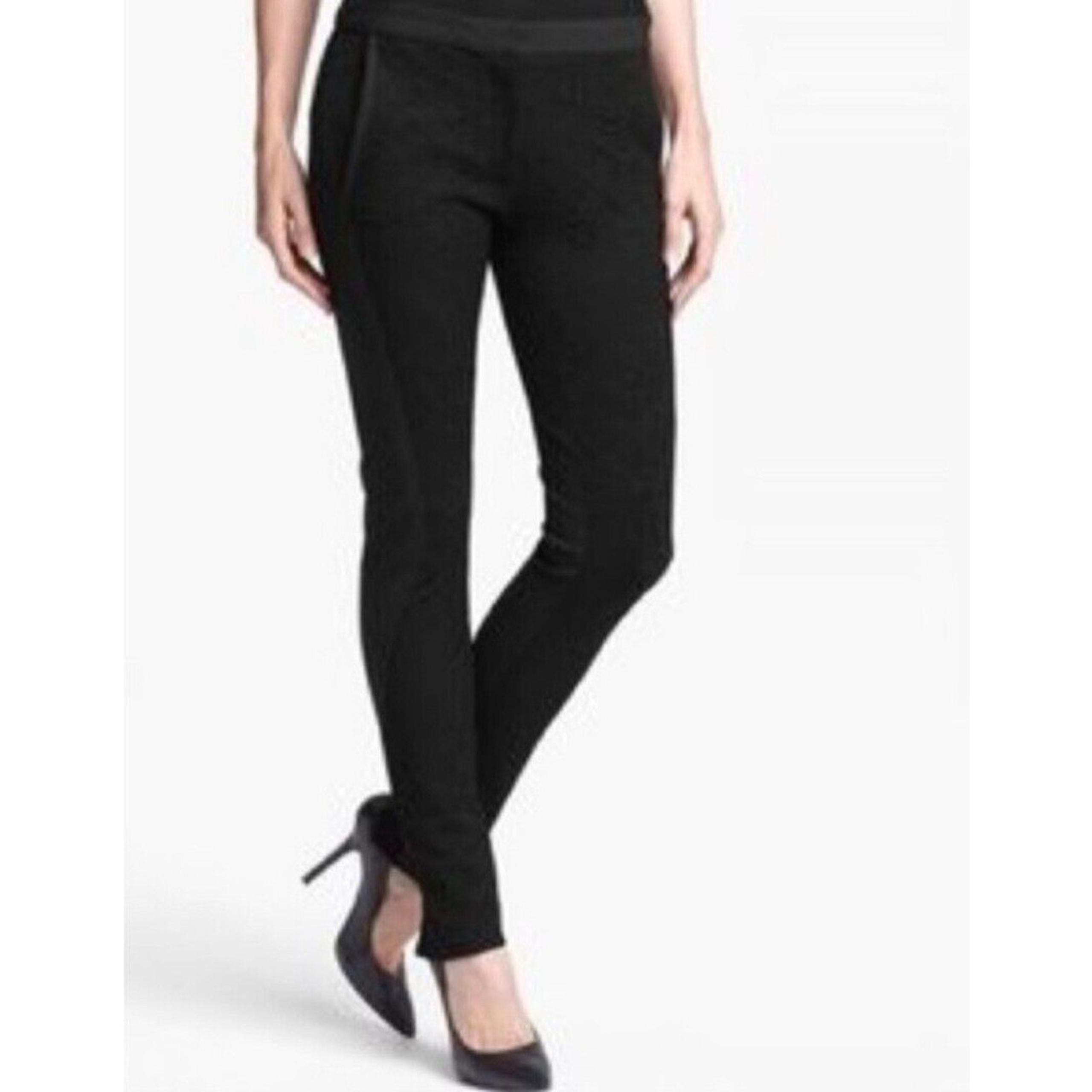 Diane Von Furstenberg Pants Womens 8 Harmony Stretch Scroll Black Lace Ponte