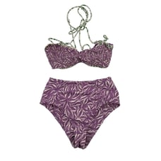 Ayla - High Rise Bikini in Purple and Green