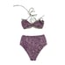 Ayla - High Rise Bikini in Purple and Green