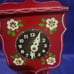 VTG Miniature Grandfather Clock Heco Germany Red Wood Hand Painted Henry Koehler