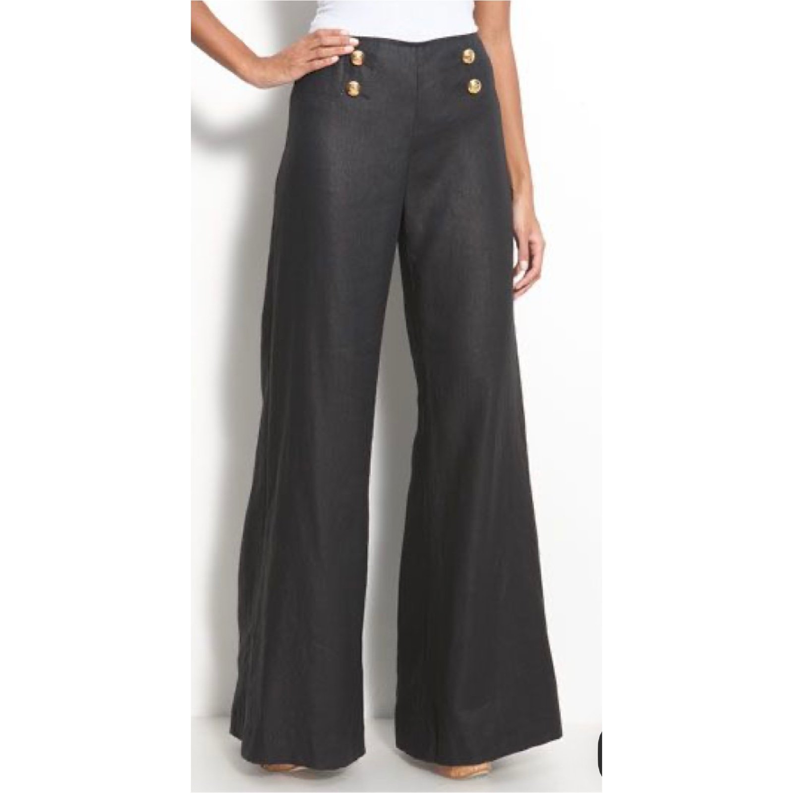 Layfayette 148 Wide Leg Button Flare Pants Women’s Size 8