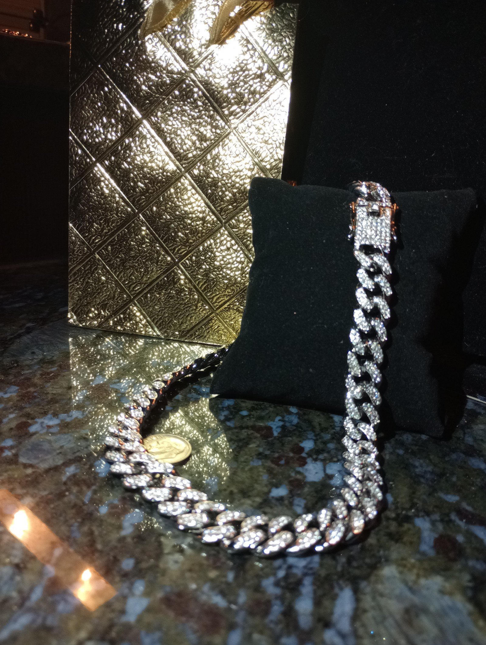 One Beautiful import lab diamond Cuban Link 18 in chain. Four times dipped and c