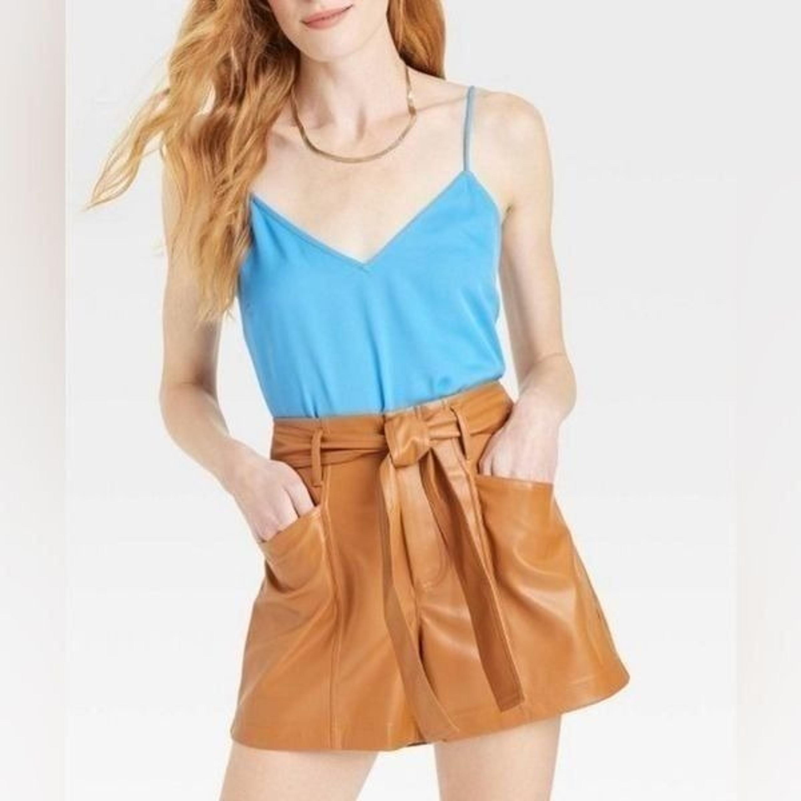 NWT A New Day Women’s Blue Matte Satin V Neck Classic Camisole Top Tank - Size S