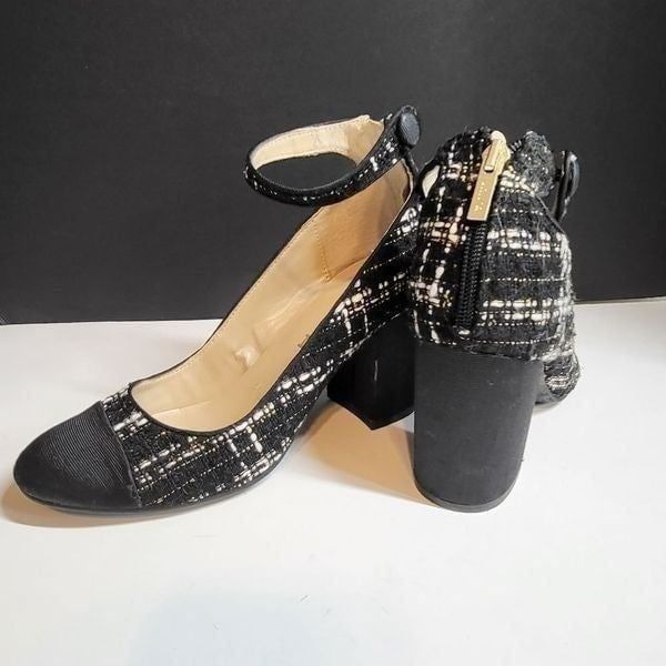 Unisa Black, White & Gold High Heeled Shoes