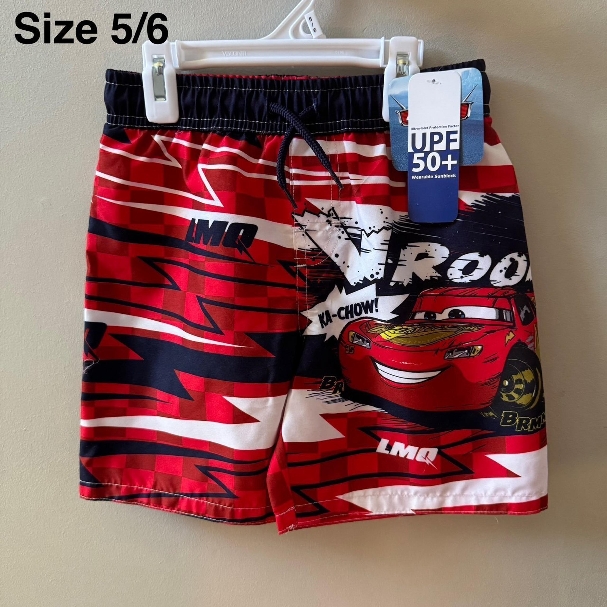 Disney Cars Bathing Suit Sz 5 6 Swim Trunk Shorts Boys NEW Lightning McQueen