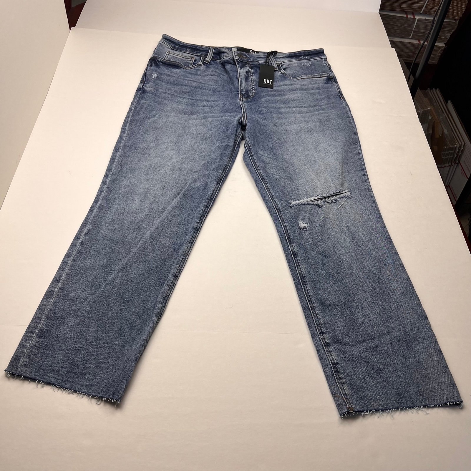 Kut From the Kloth Rachael Mom Jean Womens SZ 16 Blue Denim High Rise Fab Ab NEW