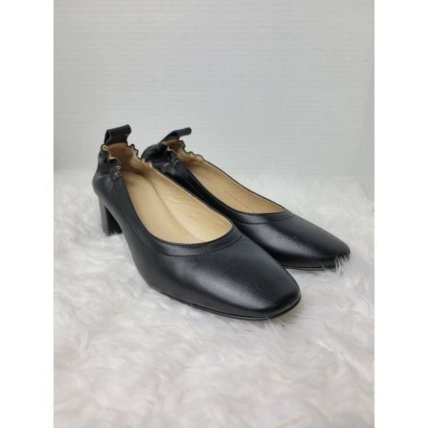 Everlane The Day Heel Womens Size 5.5  Leather Black Block Pump Shoes
