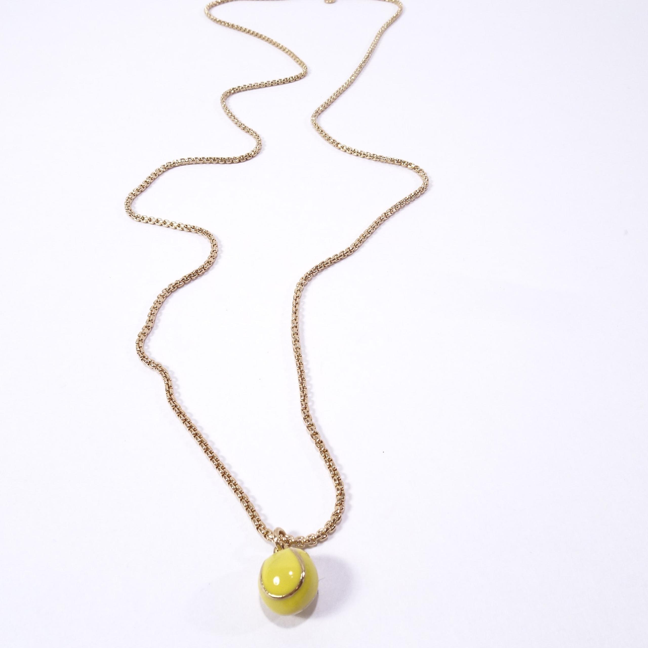 J.Crew Women's Gold Box Link Yellow Enamel Tennis Ball Necklace NWOT 78