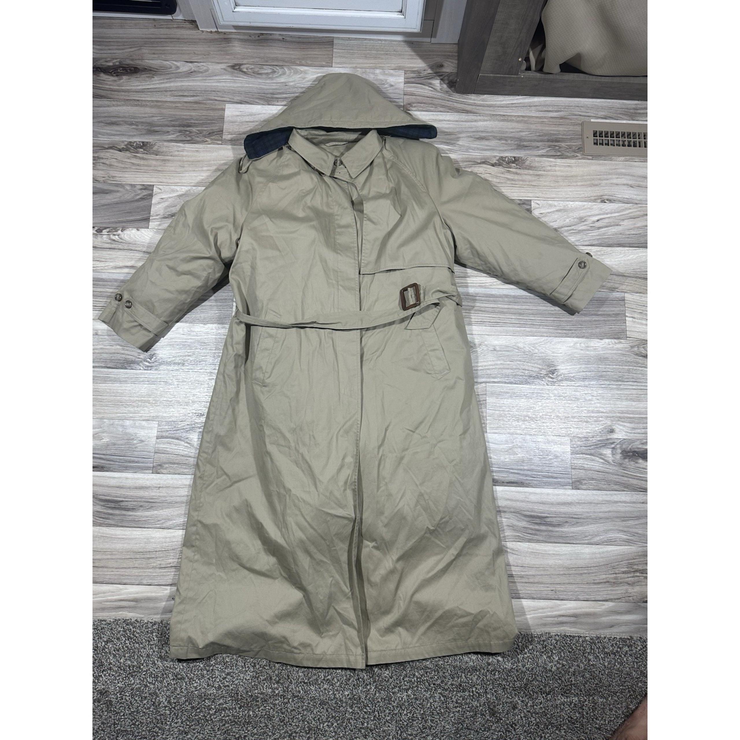 VTG Eddie Bauer Goose Down Full Belted Trench Detachable Hood/Liner Men's XL/TG