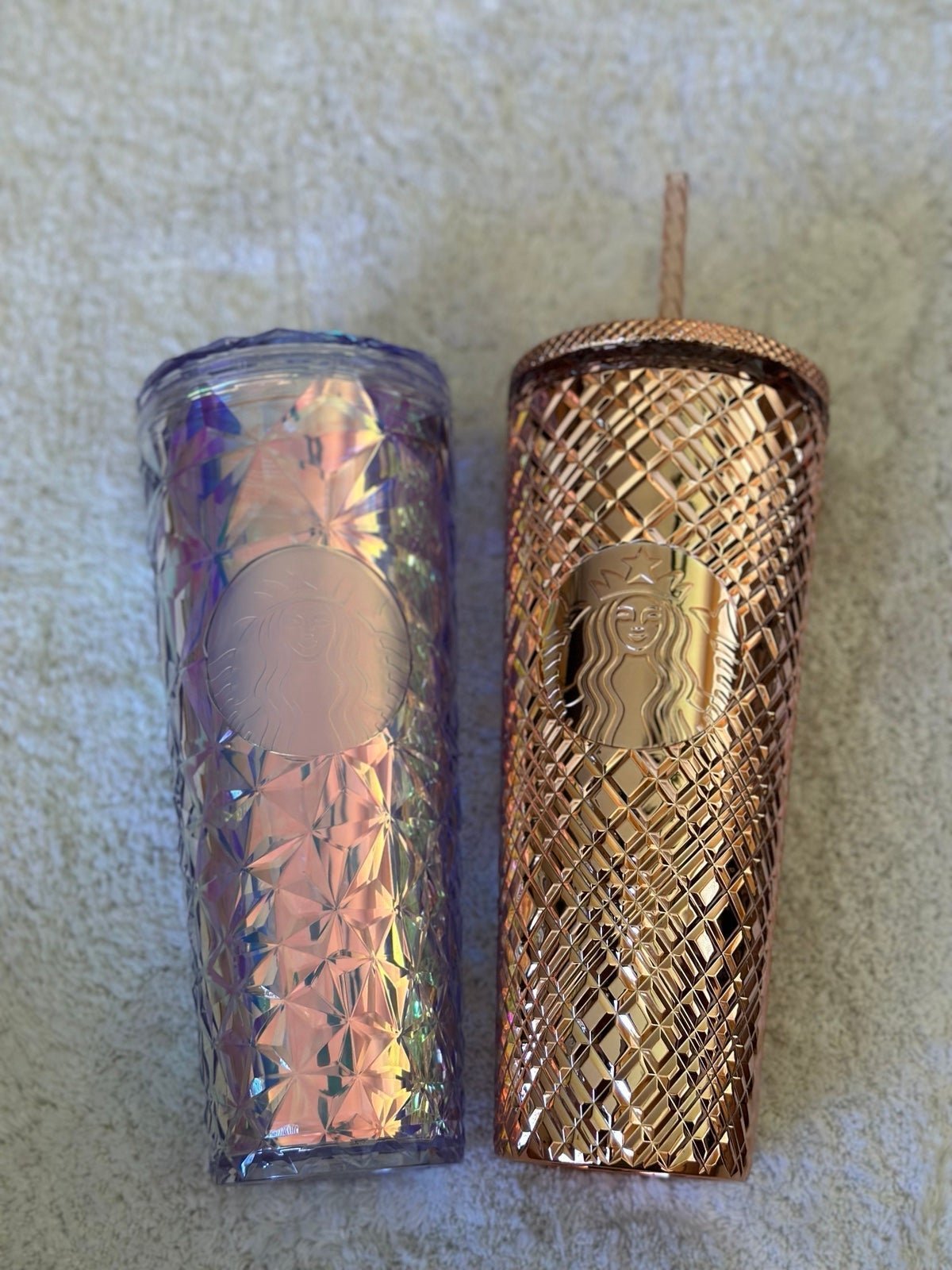 Starbucks Christmas holiday unicorn prism & rose gold chrome cold tumblers